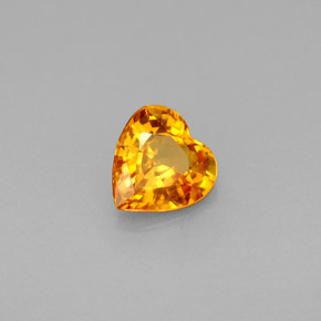 Zafiro naranja natural de 0,84 ct, forma de corazón, VVS-VS
