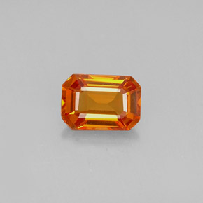 Zafiro naranja natural de 0,72 ct, corte esmeralda, VVS