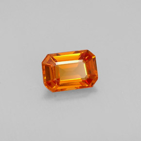 Zafiro naranja natural de 0,72 ct, corte esmeralda, VVS
