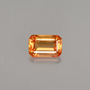 Zafiro naranja natural de 0,75 ct, corte esmeralda, VS