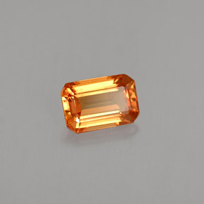 Zafiro naranja natural de 0,75 ct, corte esmeralda, VS