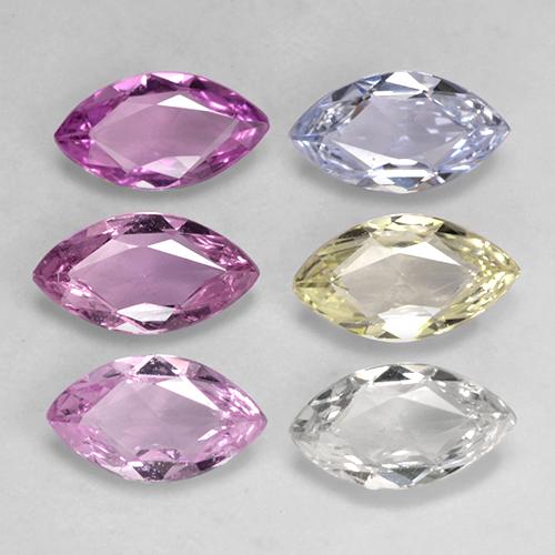 Gemas de zafiro multicolor natural de 2,83 ct, marquesa, VVS