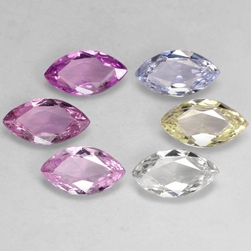 Gemas de zafiro multicolor natural de 2,83 ct, marquesa, VVS