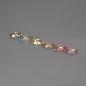 Gemas de zafiro multicolor natural de  ct, marquesa, VS-SI