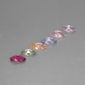 Gemas de zafiro multicolor natural de  ct, marquesa, VVS
