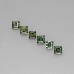 Gemas de zafiro verde natural de  ct, cuadrado, VVS-VS