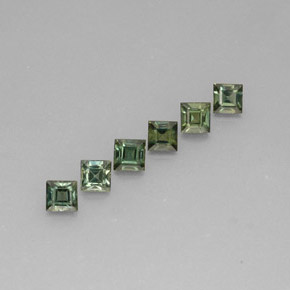 Gemas de zafiro verde natural de  ct, cuadrado, VVS-VS