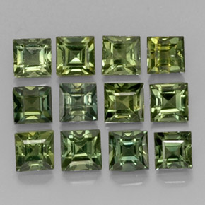 Gemas de zafiro verde natural de  ct, cuadrado, VVS-VS
