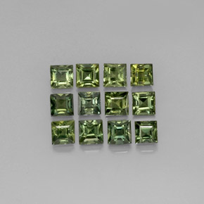 Gemas de zafiro verde natural de  ct, cuadrado, VVS-VS