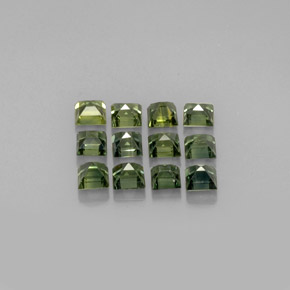 Gemas de zafiro verde natural de  ct, cuadrado, VVS-VS