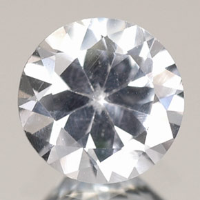 Zafiro blanco natural de 0,77 ct, corte redondo, VVS