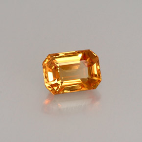 Zafiro amarillo natural de 0,83 ct, corte esmeralda, VS