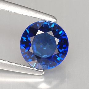 Zafiro azul natural de 1,68 ct, corte redondo, IF