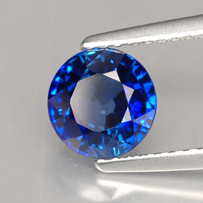 Zafiro azul natural de 1,68 ct, corte redondo, IF