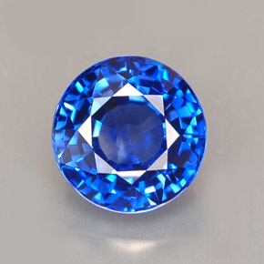 Zafiro azul natural de 2,16 ct, corte redondo, VVS
