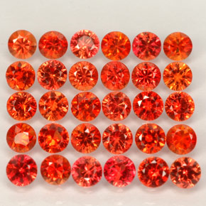 Gemas de zafiro naranja natural de  ct, corte redondo, VVS