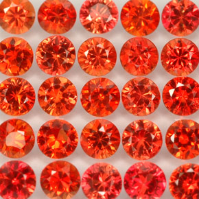 Gemas de zafiro naranja natural de  ct, corte redondo, VVS
