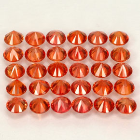 Gemas de zafiro naranja natural de  ct, corte redondo, VVS
