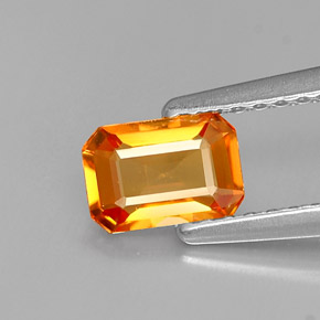 Zafiro naranja natural de 0,65 ct, corte esmeralda, VVS