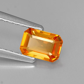 Zafiro naranja natural de 0,65 ct, corte esmeralda, VVS
