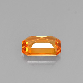 Zafiro naranja natural de 0,65 ct, corte esmeralda, VVS