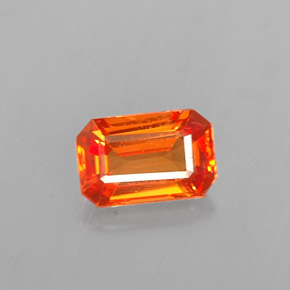 Zafiro naranja natural de 0,62 ct, corte esmeralda, VVS-VS
