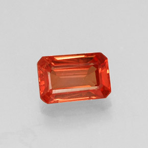 Zafiro naranja natural de 0,73 ct, corte esmeralda, VVS-VS
