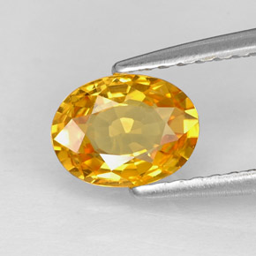 Zafiro amarillo natural de 0,97 ct, corte óvalo, VVS