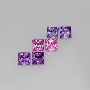 Gemas de zafiro multicolor natural de  ct, cuadrado, VVS-VS