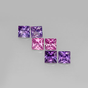 Gemas de zafiro multicolor natural de  ct, cuadrado, VVS-VS