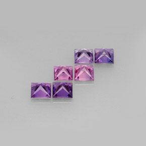 Gemas de zafiro multicolor natural de  ct, cuadrado, VVS-VS