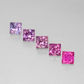 Gemas de zafiro multicolor natural de  ct, cuadrado, VVS-VS