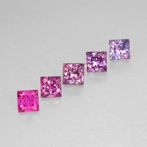 Gemas de zafiro multicolor natural de  ct, cuadrado, VVS-VS