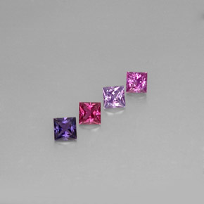 Gemas de zafiro multicolor natural de  ct, cuadrado, VVS-VS