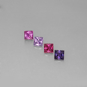 Gemas de zafiro multicolor natural de  ct, cuadrado, VVS-VS