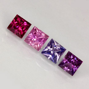 Gemas de zafiro multicolor natural de  ct, cuadrado, VVS-VS