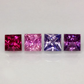 Gemas de zafiro multicolor natural de  ct, cuadrado, VVS-VS