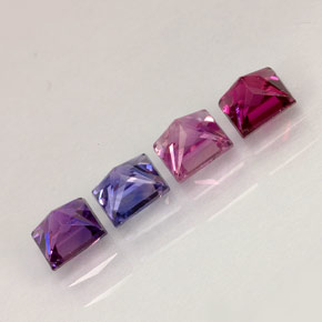 Gemas de zafiro multicolor natural de  ct, cuadrado, VVS-VS