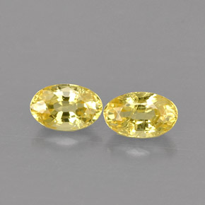 Gemas de zafiro amarillo natural de  ct, corte óvalo, VS