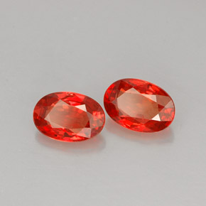Gemas de zafiro naranja natural de  ct, corte óvalo, VVS-VS