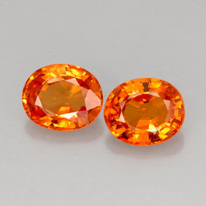 Gemas de zafiro naranja natural de  ct, corte óvalo, VVS-VS