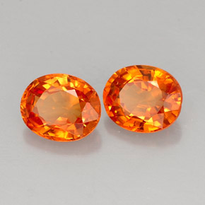 Gemas de zafiro naranja natural de  ct, corte óvalo, VVS-VS
