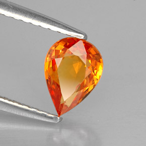 Zafiro naranja natural de 0,87 ct, en forma de pera, VS