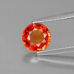 Zafiro naranja natural de 1,28 ct, corte redondo, VS