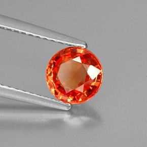 Zafiro naranja natural de 1,28 ct, corte redondo, VS