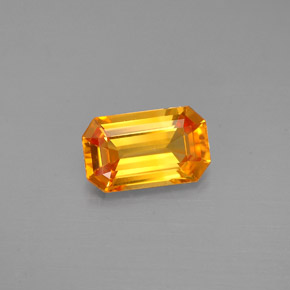 Zafiro naranja natural de 1,38 ct, corte esmeralda, VVS-VS
