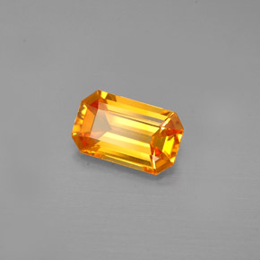 Zafiro naranja natural de 1,38 ct, corte esmeralda, VVS-VS