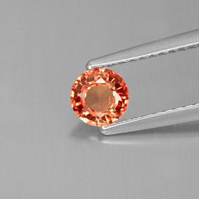 Zafiro naranja natural de 0,59 ct, corte redondo, VVS