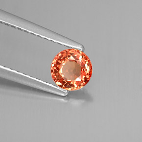 Zafiro naranja natural de 0,59 ct, corte redondo, VVS