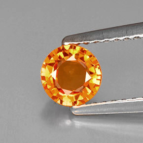 Zafiro naranja natural de 0,60 ct, corte redondo, VVS